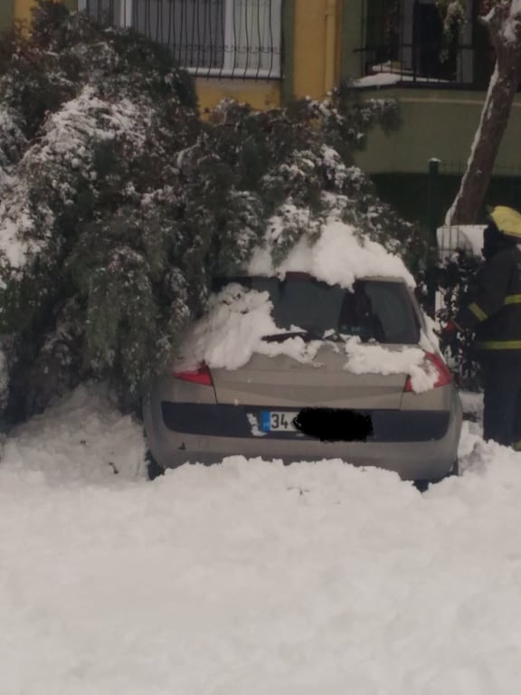Gebze’de Kar fırtınası ağaçları devirdi