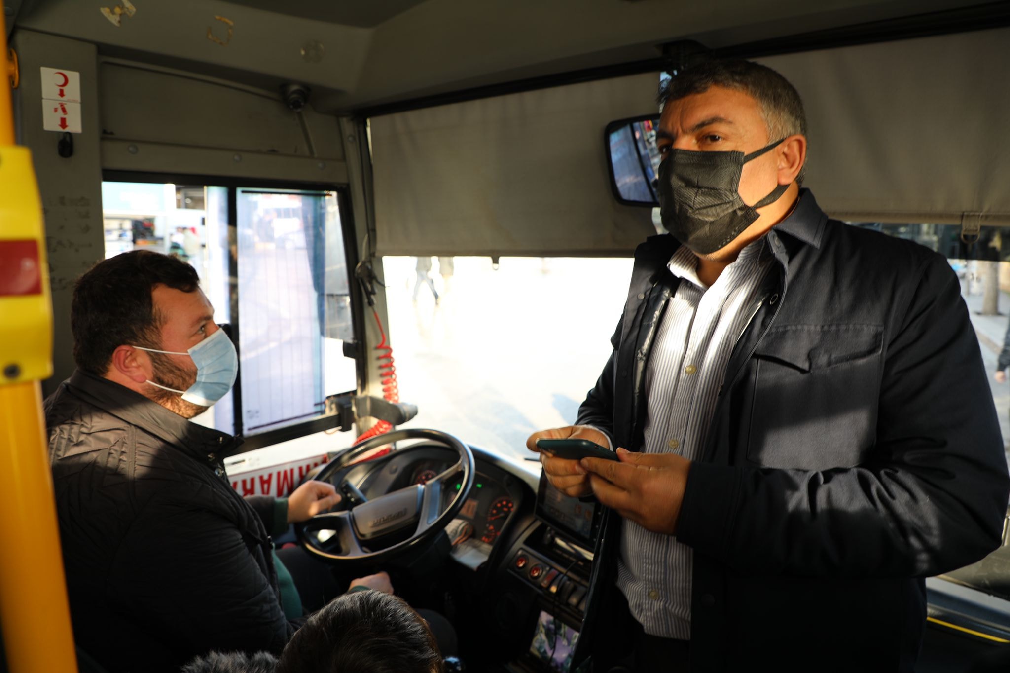 Başkan Şayir, halk otobüslerini denetledi 